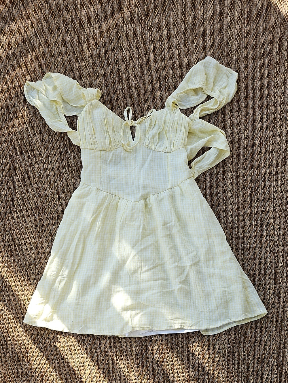 Hollister Yellow and White Gingham Trim Sundress